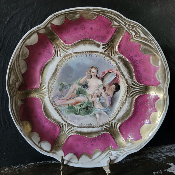 Antique St. Kilian Germany Decorative Plate Woman and Angels Scene 11.75